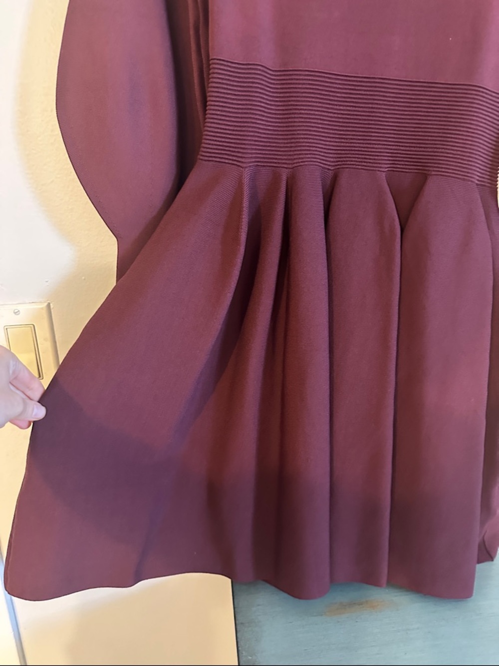 Ted Baker Burgundy High-Neck Fit & Flare Mini Dress - Picture 7 of 12